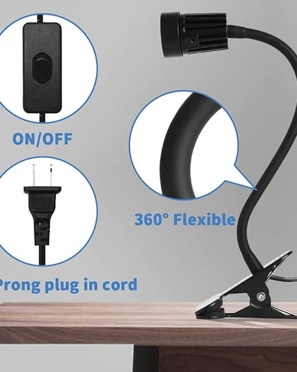 EAGLOD LED Clamp Clip on Light Desk Lamp, 3w Clip Bedside Lamp Clamp,360°Flexible Gooseneck Night Lights, Reading Lighting,Table Lamp for College Dorm,Home,Nail Art,Tattoo Lamp 2Pack - LeafyLoom