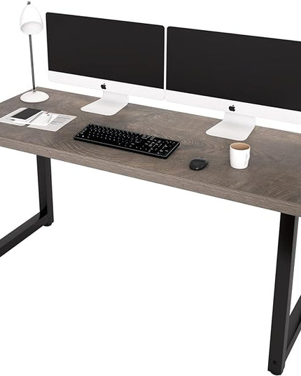 TOPSKY 59" Big Large Computer Office Desk 1.88" Thickness Desktop (Espresso Gray) - LeafyLoom