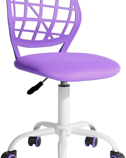 FurnitureR Kids Desk Chair, Armless Small Adjsutable Swivel Task Chair with Soft Cushion for Study Kids Teens Child, Purple - LeafyLoom