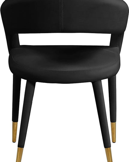 Meridian Furniture Destiny Collection Modern | Contemporary Velvet Upholstered Rounded Back Dining Chair, 23" W x 23" D x 31.5" H, Black - LeafyLoom