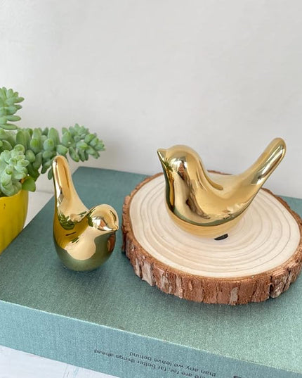 Gold Bedroom Decor Aesthetic, Shelf Decor Birds for Living Room Decor, Small Animal Figurines Decorations for Living Room Home Office Bookshelf TableTop - LeafyLoom