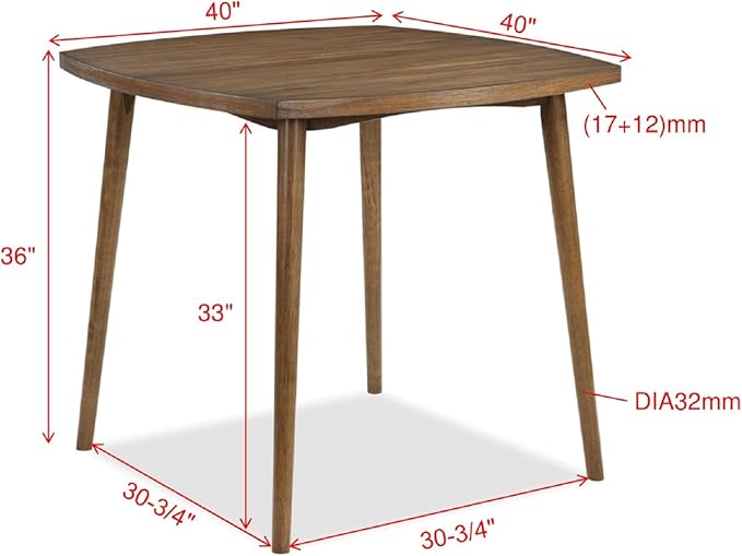 NicBex Small Dining Table Set for 4 Kitchen & Dining Room Tables Modern Counter-Height 5-Piece Dining Set with Upholstered Cushion Seat Chair, Solid Wood, Brown - LeafyLoom