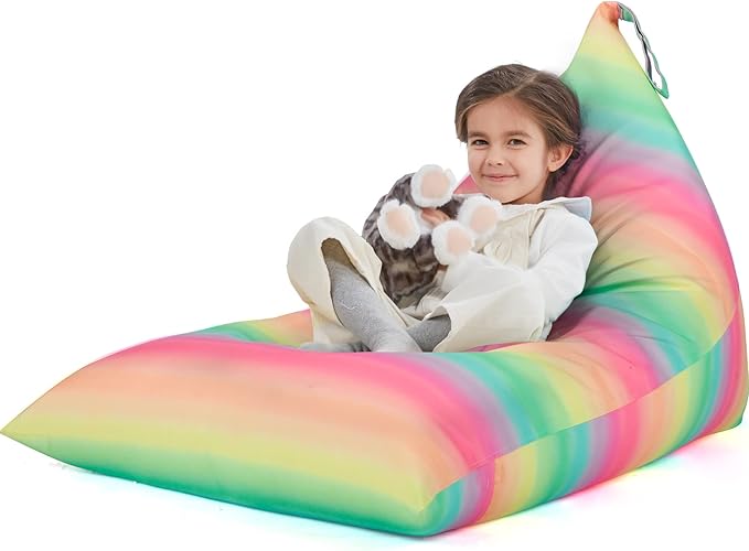 Nobildonna Stuffed Animal Storage Bean Bag for Kids (No Filler), Extra Large 250L Bean Bag Chair Cover Only, Washable Beanbag Without Filling Soft Premium Canvas Stuffable Bean Bag Cover (Stripes) - LeafyLoom