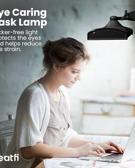 Neatfi Ultra 3,500 Lumen LED Desk Lamp, 45W, 26-Inch Wide Metal Shade, 270 SMD LEDs (Non-CCT with Clamp, Black) - LeafyLoom