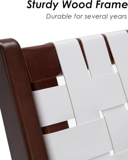 Beech Modern Leather Accent Chairs for Living Room,Mid Century Lounge Chair,Side Brown Leather Chair Indoor Boho Scandinavian Cognac Woven Rattan Faux Leather Accent Chair - LeafyLoom
