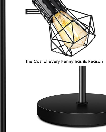 Industrial Floor Lamp, Standing Lamp, Farmhouse Tree Floor Lamp with 3pcs 6W Edison Bulbs, Free Adjustable Cage Heads, Independent Control, Floor Lamp for Living Room, Bedroom, Office, Rustic Home - LeafyLoom