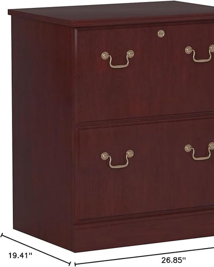 Bush Saratoga Lateral File Cabinet, Harvest Cherry (EX45654-03) - LeafyLoom