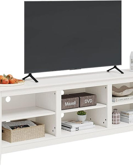 Panana TV Stand with 6 Cubby for 75 inch TV, Television Stands Entertainment Center Media Stand TV Table for Living Room, Bedroom (White 70 inch) - LeafyLoom