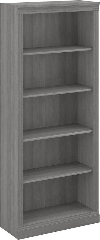 Bush Furniture Saratoga Tall 5 Shelf Bookcase in Modern Gray - LeafyLoom