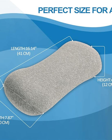 JEMA Memory Foam Lumbar Support Pillow for Office Chair, Car, Bed, for Lower Back Pain Relief, Great as Lumbar Pillow, Under Knee Pillow, Leg Rest Pillow, Headrest, Grey - LeafyLoom