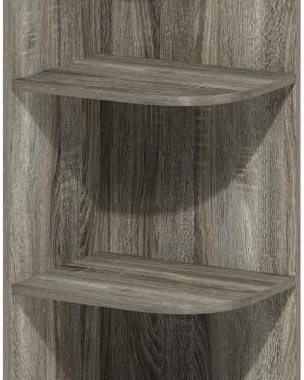 Furinno Pasir 3-Tier Corner Open Shelf Bookcase, French Oak - LeafyLoom