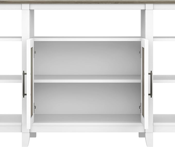 Bush KWV160G2W-03 Key West Tall TV Stand, Shiplap Gray/Pure White, Screens up to 65-Inch - LeafyLoom