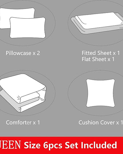6 Pieces Gamer Bedding Set for Boys Gaming Comforter Queen Size, Game Controller Comforter for Teen 3D Gamepad Microfiber 6 Piece Bed in A Bag Kids Bedding Sets with Sheets,DJT H5030 Queen - LeafyLoom