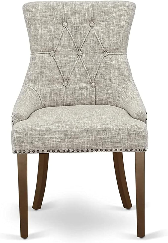 East West Furniture NOFR3-MAH-05 Norfolk 3 Piece Kitchen Set Contains a Rectangle Dining Room Table with Butterfly Leaf and 2 Doeskin Linen Fabric Parsons Chairs, 32x54 Inch - LeafyLoom