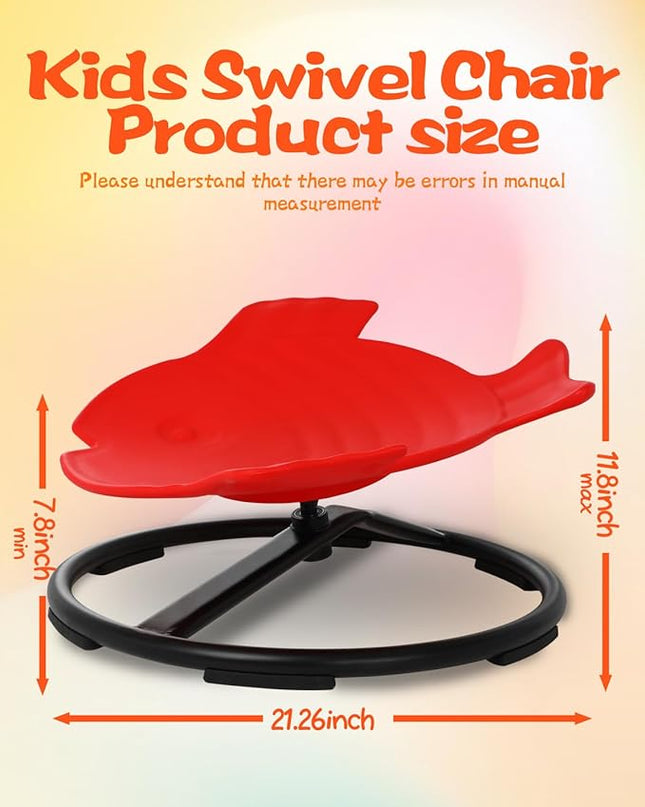 Spinning Chair for Kids Sensory, Kids Swivel Chair, Sit and Spin with Autism Spin Sensory Chair Improving Physical Coordination Red Non-Slip Metal Base for Child Aged 3+ - LeafyLoom