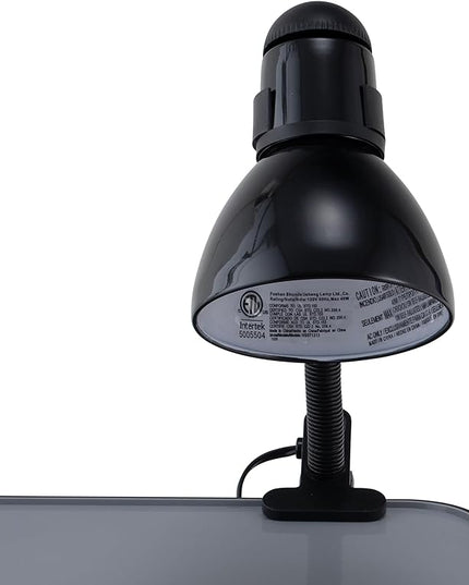 V- Light Black Adjustable Desk Lamp with Heavy Duty Clamp Clip, Flexible Gooseneck Lamp, Bed Light, Reading Lamp, or Study Light, 14 inches - LeafyLoom