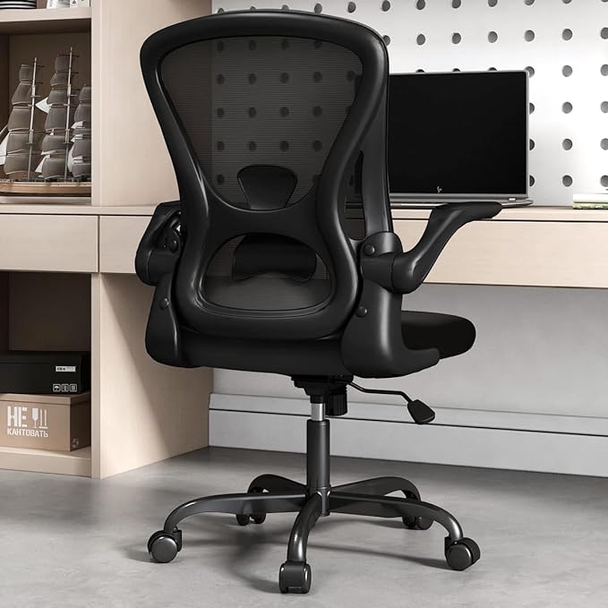 Sytas Home Office Chair Ergonomic, Mesh Desk Chair Lumbar Support, Ergonomic Computer Chair Adjustable Armrest - LeafyLoom