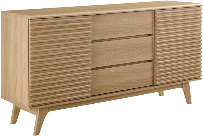 Modway Render 63" Mid-Century Modern Sideboard Buffet Table or TV Stand in Oak - LeafyLoom