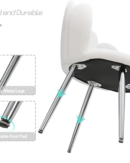 Vanity Chair for Makeup Room - Midcentury Modern Accent Chair for Living Room Bedroom, Velvet Chair with Back Support and Metal Legs (White) - LeafyLoom