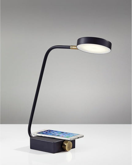 Adesso 3618-01 Conrad LED Desk Lamp Wireless Charging, 7W LED, 5W QI, USB Port, Indoor Lighting Lamps - LeafyLoom