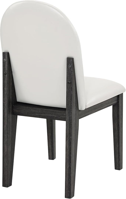 Modern 6-Piece, Including 60-inch Table, 4 Upholstered Chairs and Bench, Solid Wood Dining Set for Kitchen, Living Room, Apartment, Farmhouse, Black+White - LeafyLoom