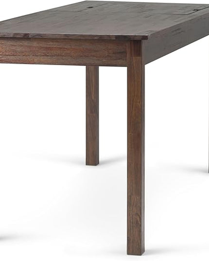 SIMPLIHOME Monroe SOLID WOOD Rustic 60 inch Home Office Desk, Writing Table, Workstation, Study Table Furniture in Distressed Charcoal Brown - LeafyLoom