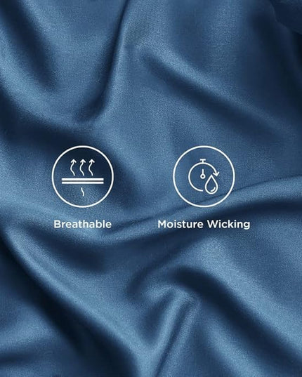 Bedsure King Size Sheet Set, Cooling Sheets King, Rayon Derived from Bamboo, Deep Pocket Up to 16", Breathable & Soft Bed Sheets, Hotel Luxury Silky Bedding Sheets & Pillowcases, Peacock Blue - LeafyLoom
