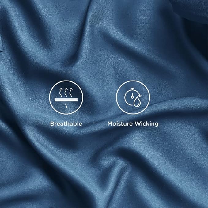 Bedsure King Size Sheet Set, Cooling Sheets King, Rayon Derived from Bamboo, Deep Pocket Up to 16", Breathable & Soft Bed Sheets, Hotel Luxury Silky Bedding Sheets & Pillowcases, Peacock Blue - LeafyLoom