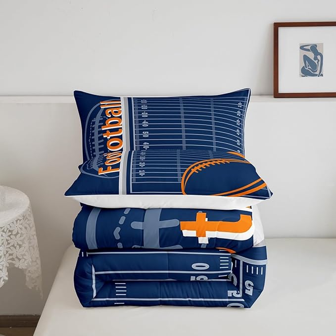 Feelyou Football Bedding Set Full Size Rugby Sports Comforter Set for Kids Boys Girls Decor Soccer Ball Game Comforter Microfiber American Football Duvet Set Bedroom Quilt Set - LeafyLoom