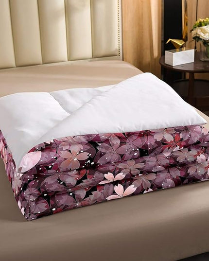 Erosebridal Cherry Blossom Comforter Set Twin Size, Pink Flower Down Comforter, Petal Floral Quilted Duvet, Starry Sky Glitter Girly Warm Duvet Insert, Bedroom Living Dorm Room Decorative - LeafyLoom