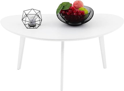 FIRMINANA Small White Oval Coffee Table for Small Space,Simple Modern Table for Small Apartment or Livingroom Corner,White,18.9" D x 33.47" W x 15.75" H - LeafyLoom