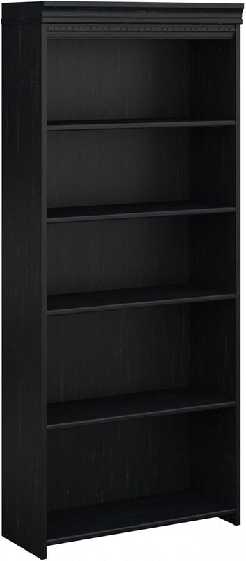 Bush Furniture Fairview Tall 5 Shelf Bookcase in Antique Black - LeafyLoom
