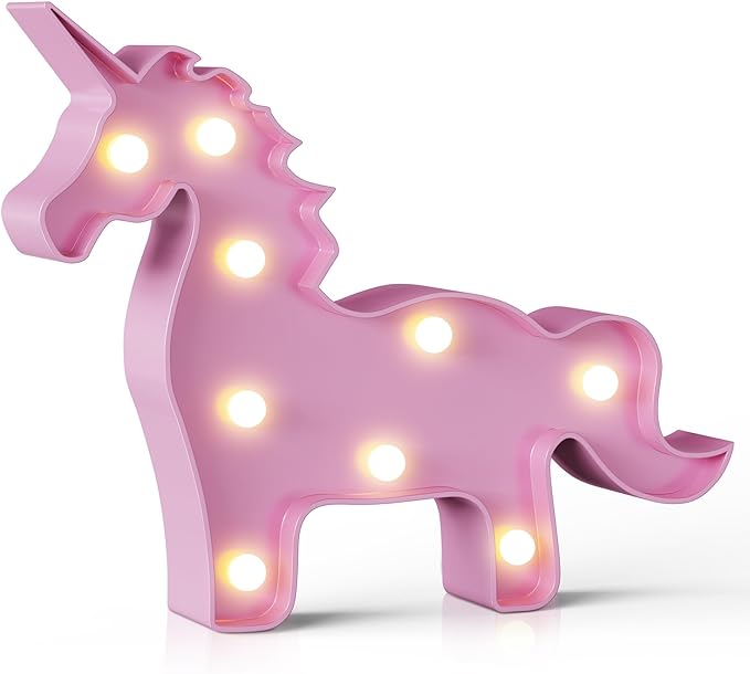 Pink Unicorn Decor, Battery Powered Unicorn Night Light for Kids, Unicorn Party Decorations, Unicorn Birthday Decorations for Girls, Pink Room Decor, Pink Decor, Pink Wall Decor - LeafyLoom