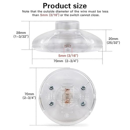 1Pcs Floor Lamp Foot Switch, Clear Foot Pedal Switch, Round Floor Lamps Foot Inline Switch, Step ON Off Spring Push Button, for Foot Pedal Control Replacement Floor Lamp Extension Cord Parts - LeafyLoom