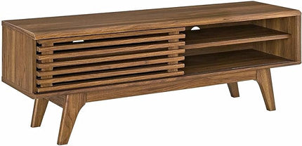 Modway Render 48" Mid-Century Modern Low Profile Media Console TV Stand, 48 Inch, Walnut - LeafyLoom