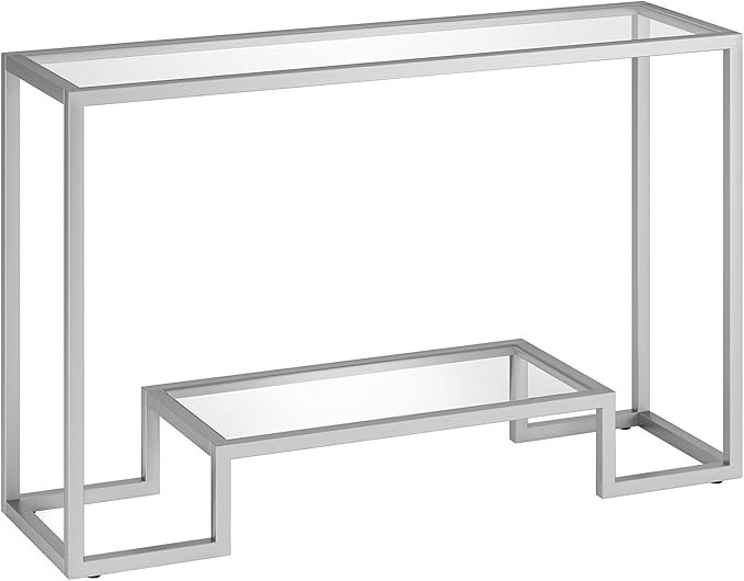 Henn&Hart 47.75" Wide Rectangular Console Table in Satin Nickel, Entryway Table, Accent Table for Living Room, Hallway - LeafyLoom