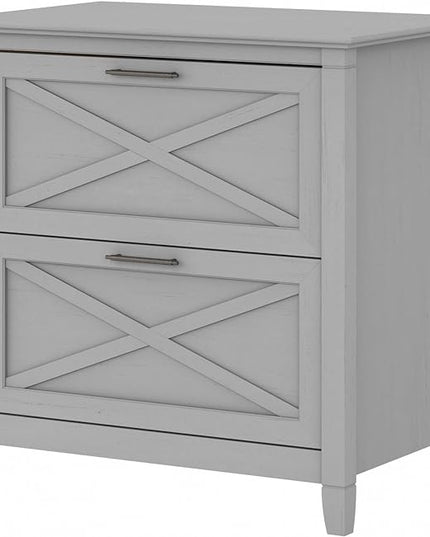Bush Furniture Key West 2 Drawer Lateral File Cabinet in Cape Cod Gray | Document Storage for Home Office | Accent Chest with Drawers - LeafyLoom