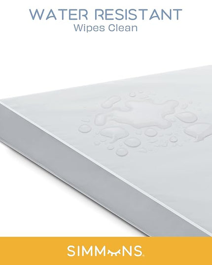 Delta Children Brooks 6-in-1 Convertible Crib, Bianca White + Simmons Kids Quiet Nights Breathable Crib Mattress with Removable/Machine Washable Cover (Bundle) - LeafyLoom