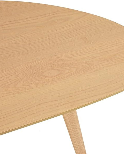 FIRMINANA Mid Century Modern Coffee Table,Large Oval Coffee Table for Living Room,Oval Small Mangotop Coffee Table for Small Spaces Nature Wood-47.3" W x23.63 D x 17.72" H - LeafyLoom