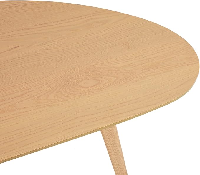 FIRMINANA Mid Century Modern Coffee Table,Large Oval Coffee Table for Living Room,Oval Small Mangotop Coffee Table for Small Spaces Nature Wood-47.3" W x23.63 D x 17.72" H - LeafyLoom