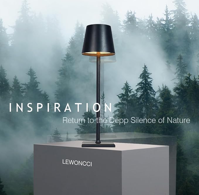 2 Pack Cordless Table lamp, 5200mAh Battery Operated Lamp,3 Color Stepless Dimming Desk Lamp,IP54 Waterproof Outdoor Table Lamps for Restaurant/Bedroom/Bars/Camping/Cafe Night Light (Black-2) - LeafyLoom