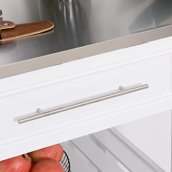 HOMCOM Kitchen Island Rolling Utility Trolley Cart with 2 Drawers Stainless Steel Top - White - LeafyLoom