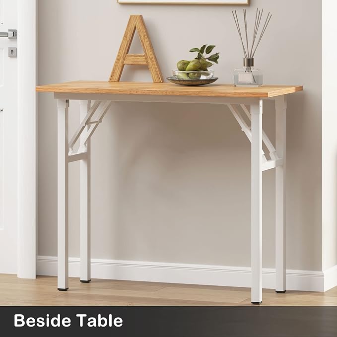Need Small Desk 31 1/2" No Assembly Foldable Writing Table,Sturdy and Heavy Duty Folding Computer Desks for Small Space/Home Office/Dormitory AC5BW(80 * 40) - LeafyLoom