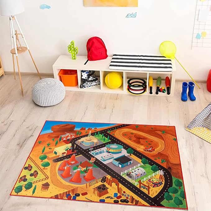 Gertmenian Disney Pixar Cars Interactive Rug Set Includes 3x Cars feat. Lightning McQueen, Mater, and Cruz Suitable for Classroom, Nursery, Bedroom, or Play Area 40x54in Medium, 32501 - LeafyLoom