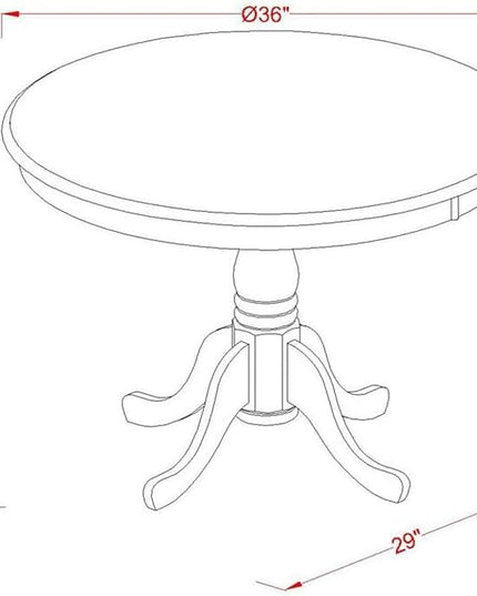 East West Furniture Antique Modern Kitchen Round Dining Table Top with Pedestal Base, 36x36 Inch, Butter Cream - LeafyLoom