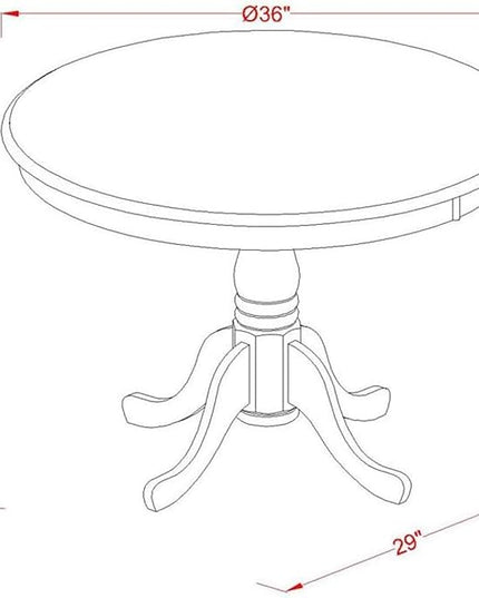 East West Furniture AMSI3-MAH-35 Antique 3 Piece Room Set Contains a Round Kitchen Table with Pedestal and 2 Doeskin Linen Fabric Parson Dining Chairs, 36x36 Inch - LeafyLoom