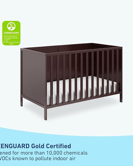 Graco Theo 3-in-1 Convertible Crib (Espresso) - GREENGUARD Gold Certified, Converts to Toddler Bed & Daybed, Fits Standard Full-Size Crib Mattress, 4 Adjustable Mattress Heights - LeafyLoom