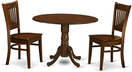 East West Furniture DLVA3-ESP-W Dublin 3 Piece Dinette Set for Small Spaces Contains a Round Table with Dropleaf and 2 Dining Room Chairs, 42x42 Inch - LeafyLoom