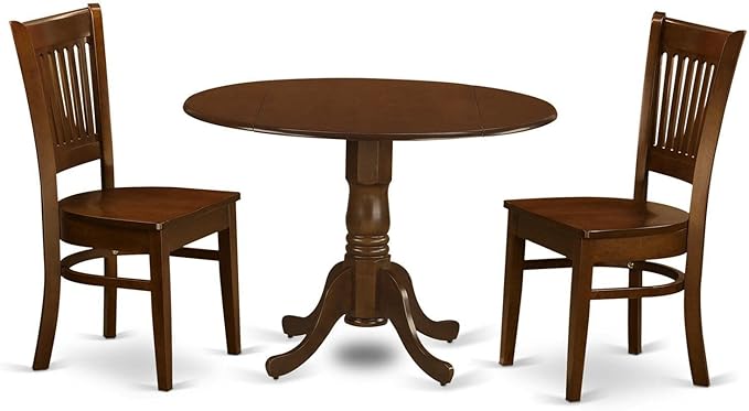 East West Furniture DLVA3-ESP-W Dublin 3 Piece Dinette Set for Small Spaces Contains a Round Table with Dropleaf and 2 Dining Room Chairs, 42x42 Inch - LeafyLoom