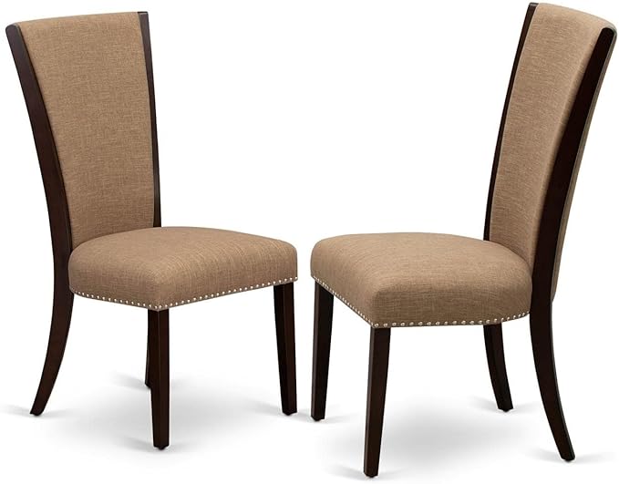 East West Furniture Norfolk 5 Piece Dining Set for 4 Includes a Rectangle Kitchen Table with Butterfly Leaf and 4 Light Sable Linen Fabric Parsons Chairs, 32x54 Inch, NFVE5-MAH-47 - LeafyLoom